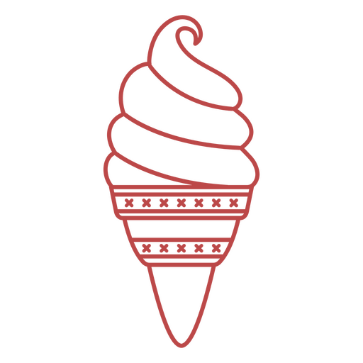 Red Ice cream cone in the shape of a swirl PNG Design