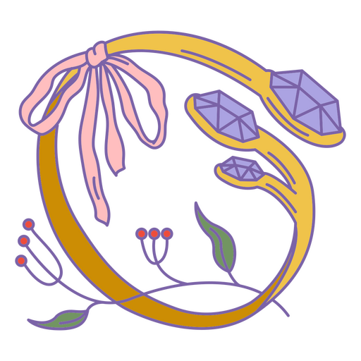 Encantador design de coroa de flores e cristais Desenho PNG