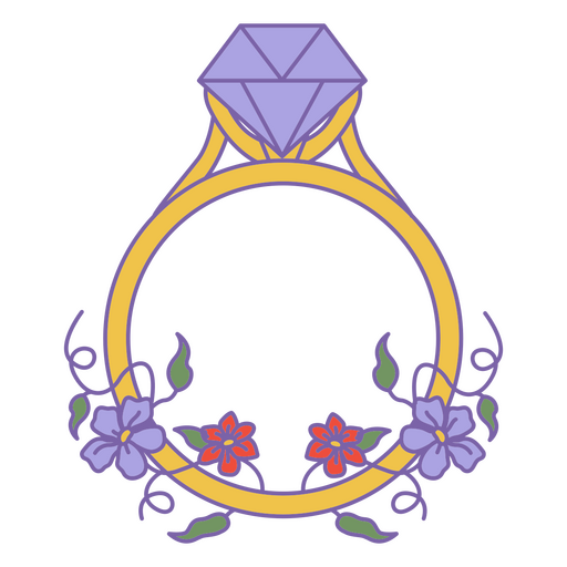 Purple diamond ring PNG Design