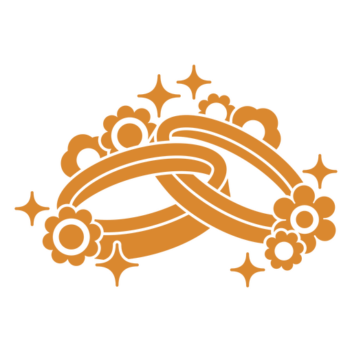 Design elegante de alianças de casamento e flores Desenho PNG