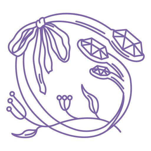 Elegant floral gem line art design PNG Design