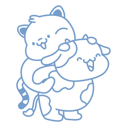Niedliche Cartoon-Illustration von Katze und Kuh PNG-Design