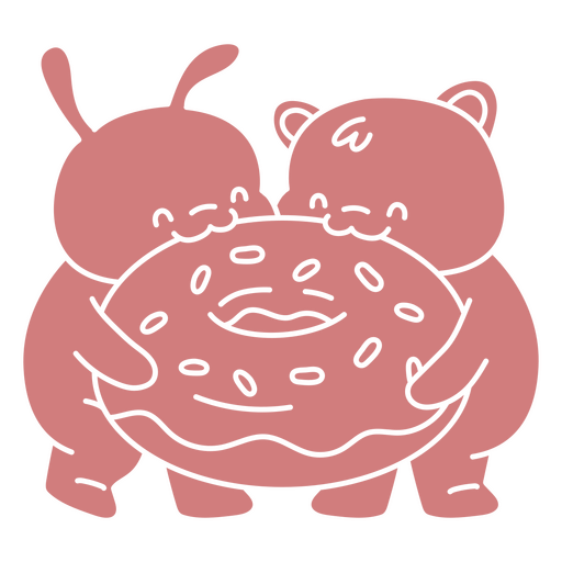 Lindo oso e insecto compartiendo un diseño de dona. Diseño PNG