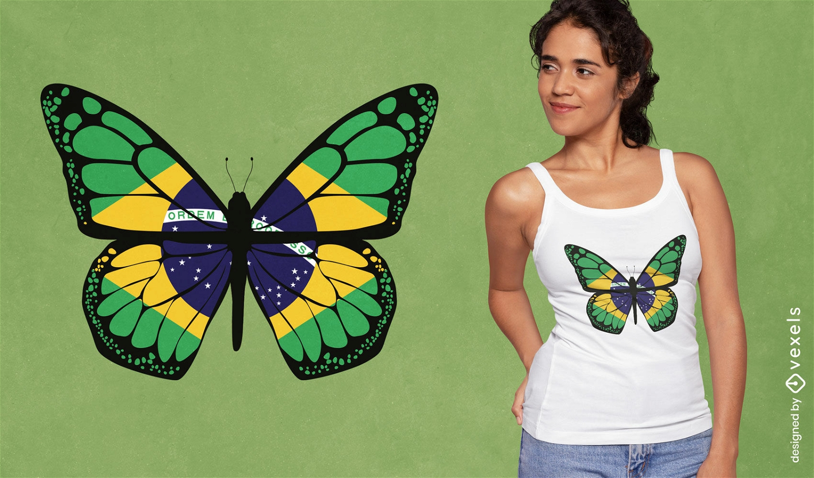 Dise?o de camiseta de encantamiento de mariposa brasile?a.