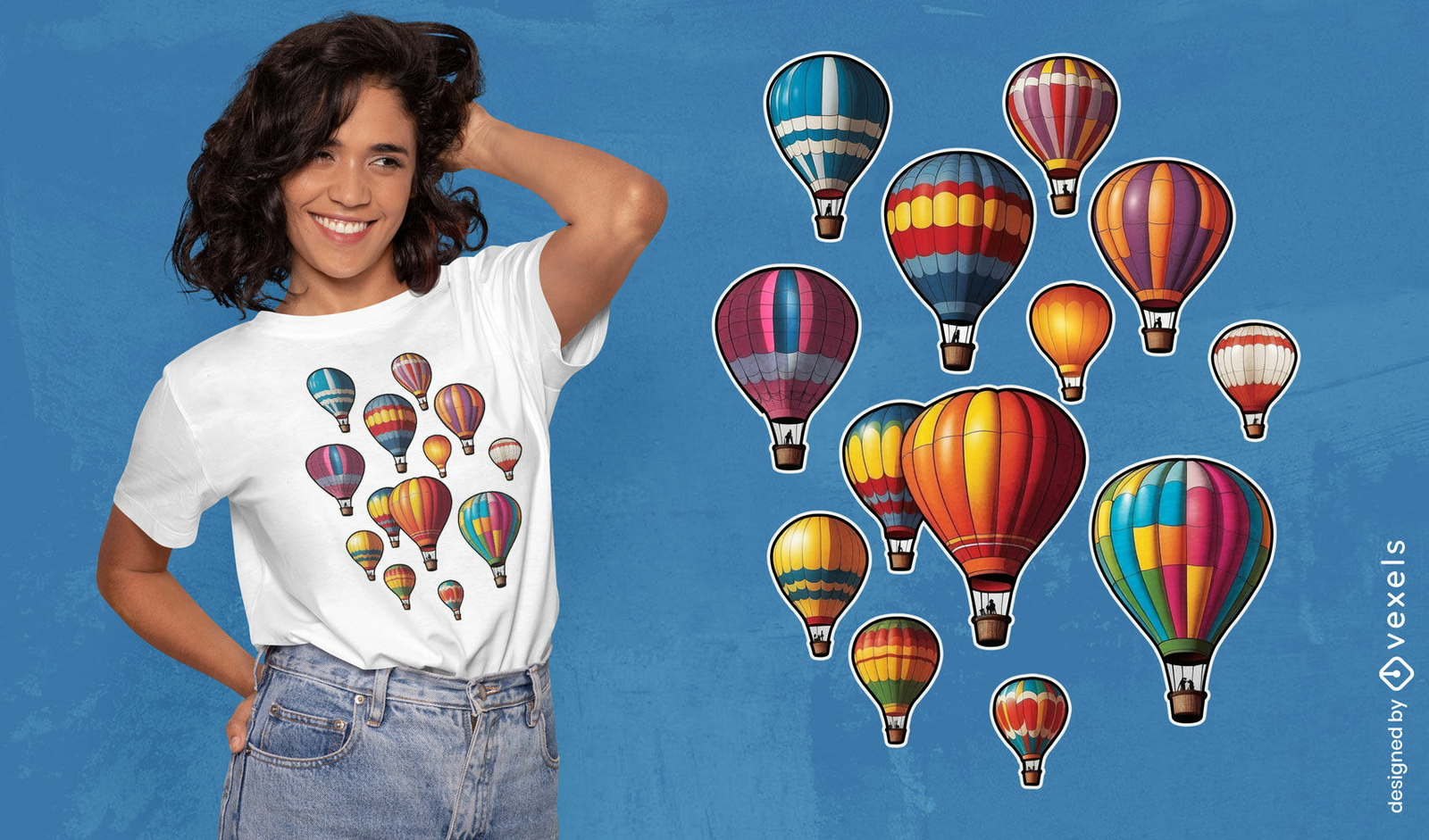 Diseño de camiseta de cielo de globos aerostáticos.