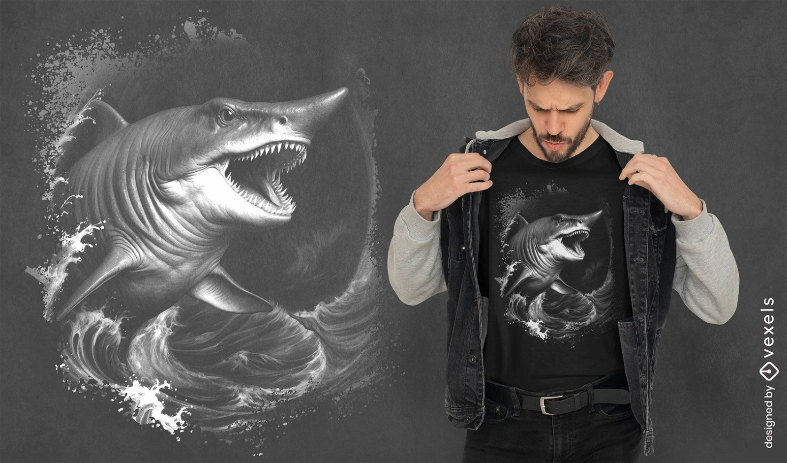 Realistic goblin shark t-shirt design