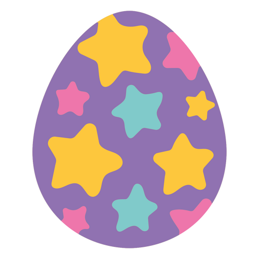 Huevo colorido con estrellas. Diseño PNG