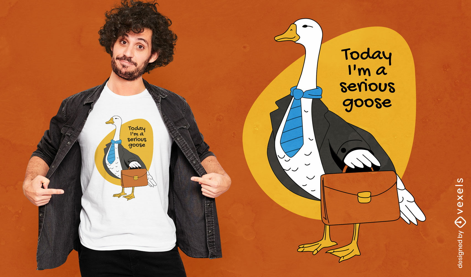 Design sério de camiseta de pato de escritório de ganso