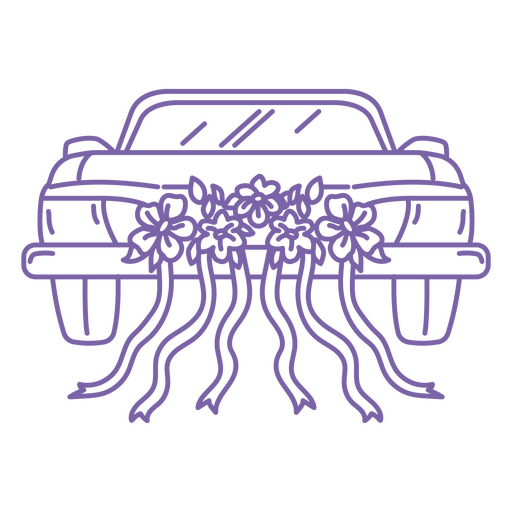 Decoración de coche de flores moradas. Diseño PNG