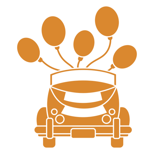 Car with balloons on top PNG Design