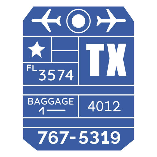 Stylish travel baggage tag design featuring texas PNG Design