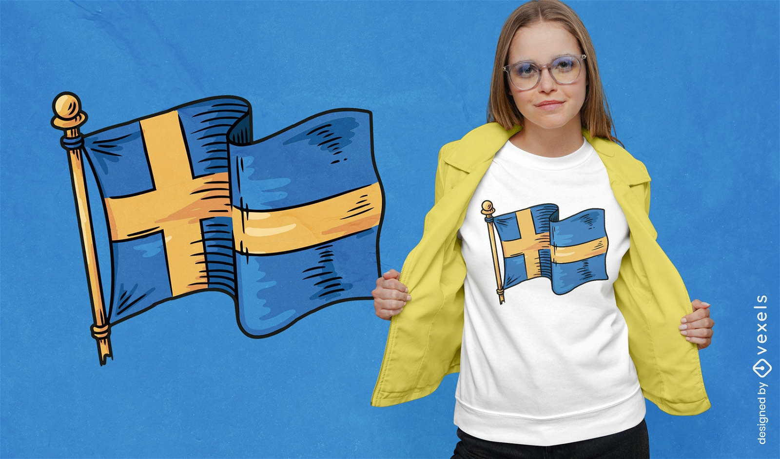 Dise?o de camiseta con arte de bandera de Suecia.