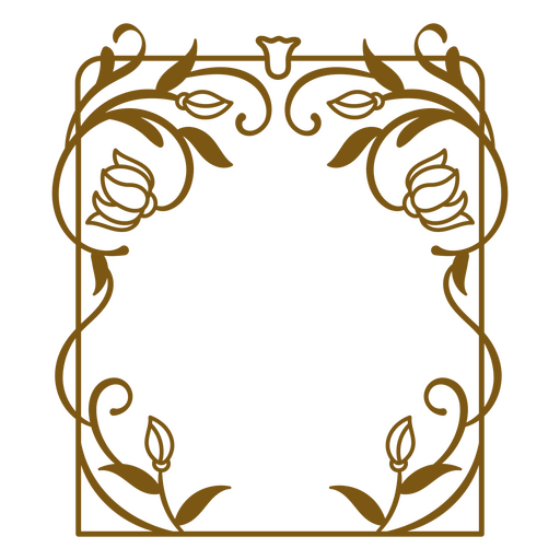 Design de borda ornamental vintage com elementos florais Desenho PNG
