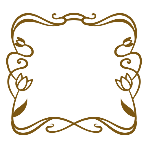 Arte emoldurada dourada com desenho de flor Desenho PNG