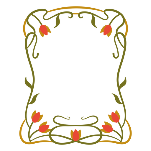 Elegante diseño de borde floral con tulipanes. Diseño PNG