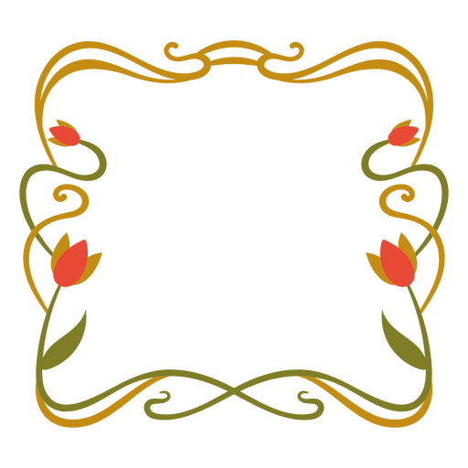 Design de moldura floral romântica Desenho PNG