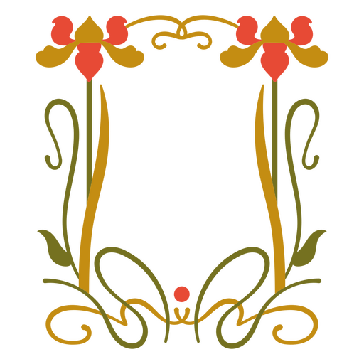 Gerahmte Kunst im Vintage-Stil mit Blumen und Blättern PNG-Design