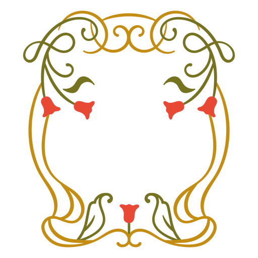 Elegant floral frame design with intertwining vines PNG Design