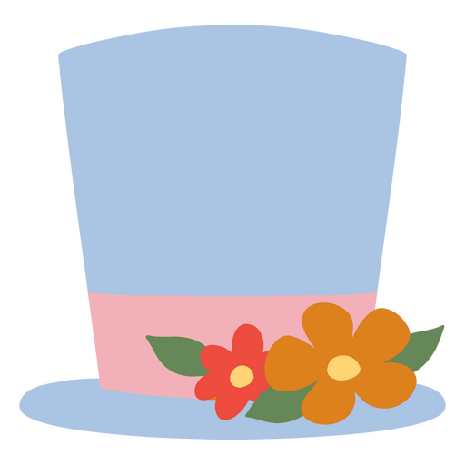Verspieltes Zylinderhut-Design im Cartoon-Stil mit Blumen PNG-Design