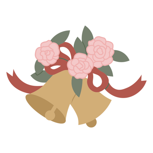Sinos de casamento elegantes e arranjo floral Desenho PNG
