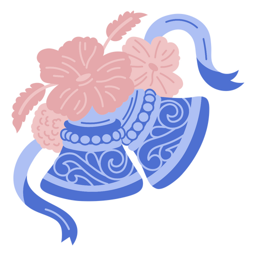 Diseño de campana floral y azul. Diseño PNG