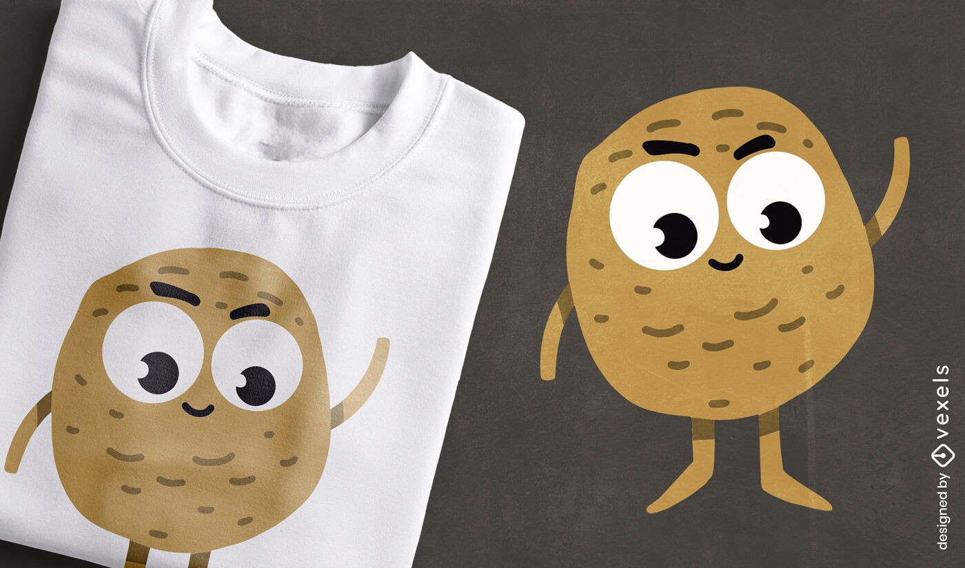 Design fofo de camiseta com personagem de batata