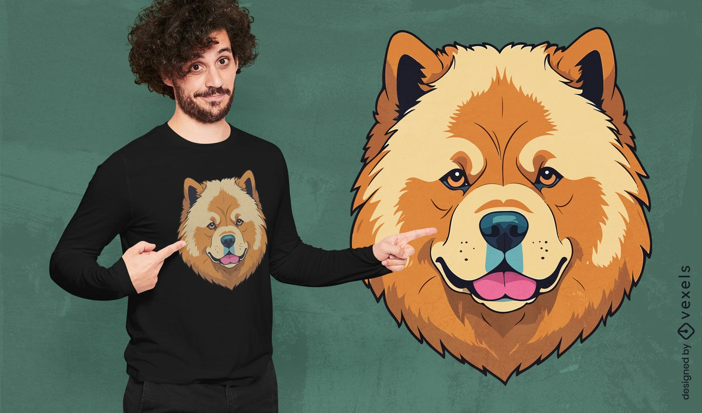 Diseño de camiseta de raza de perro chow chow.