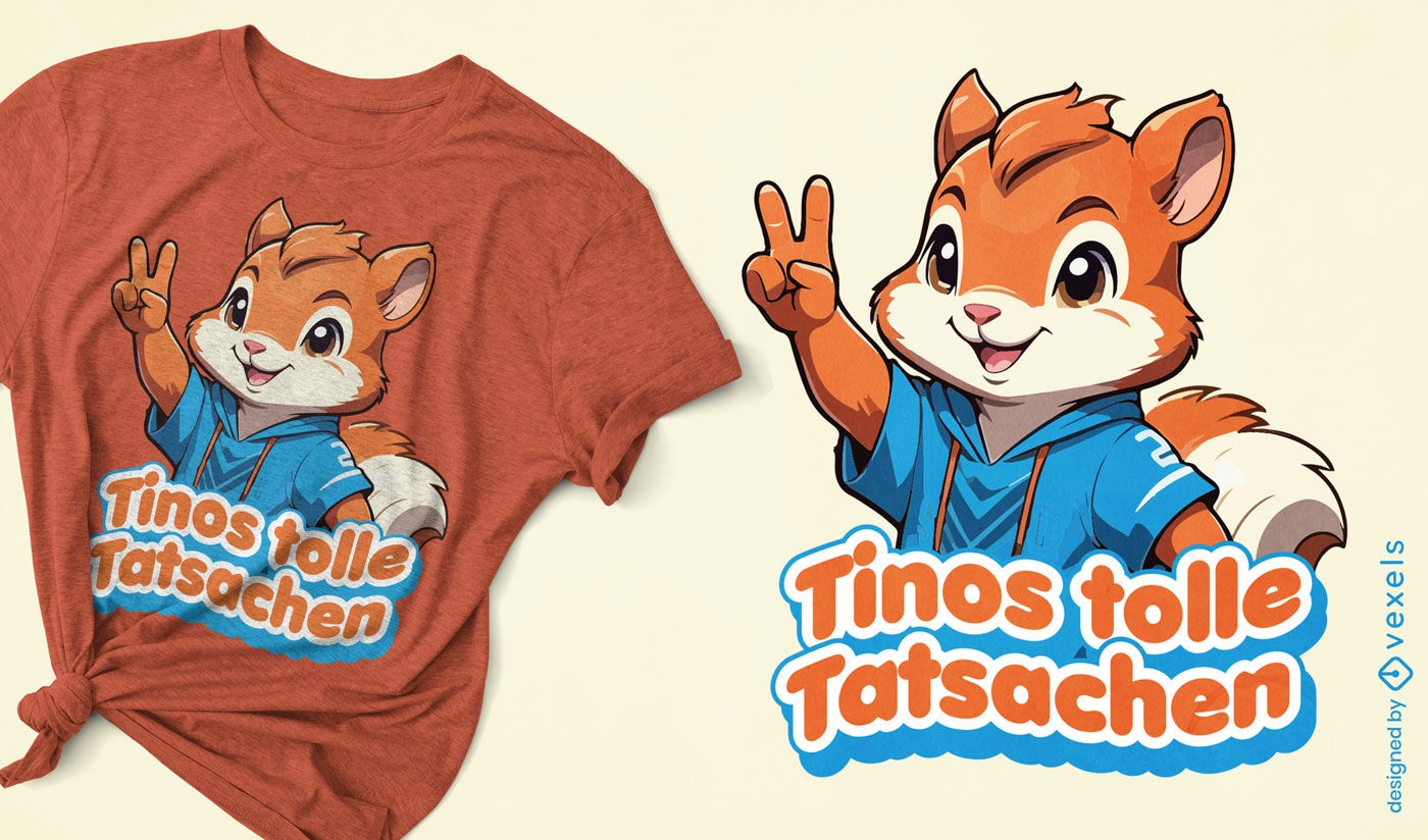 T-Shirt-Design mit Friedensgeste und Eichhörnchen