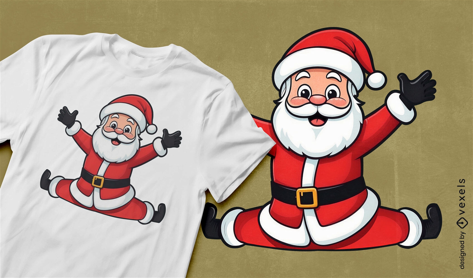 Fröhliches Santa-Spalt-T-Shirt-Design