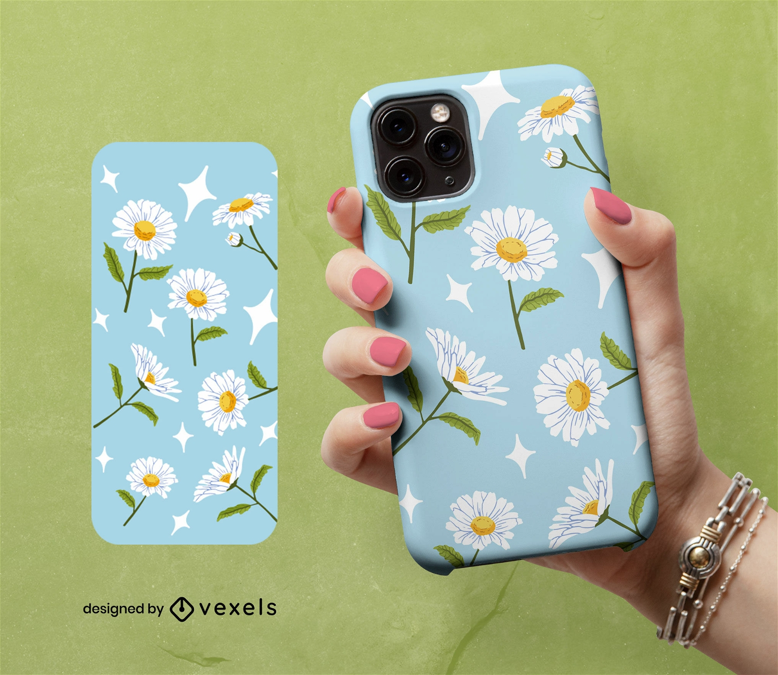 Design de capa de telefone com flor margarida