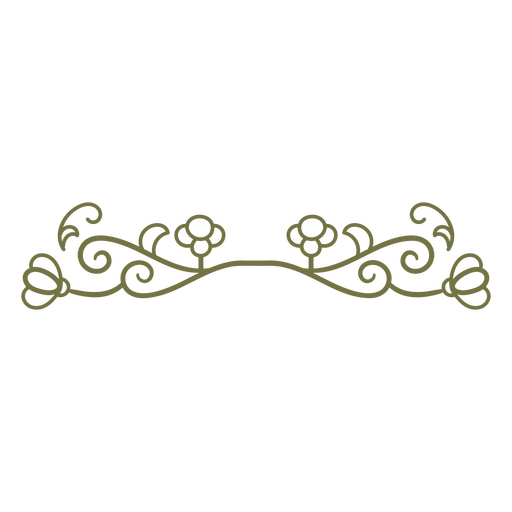 Diseño de enredadera floral adornada con remolinos y flores. Diseño PNG