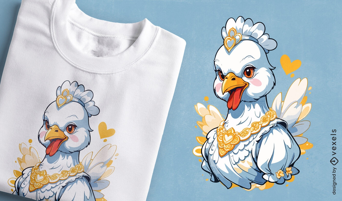 Design luxuoso de camiseta de frango com joias