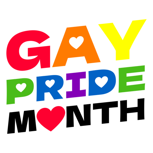 Vibrant gay pride month design with heart accents PNG Design