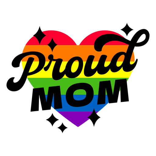 Proud mom rainbow heart design PNG Design