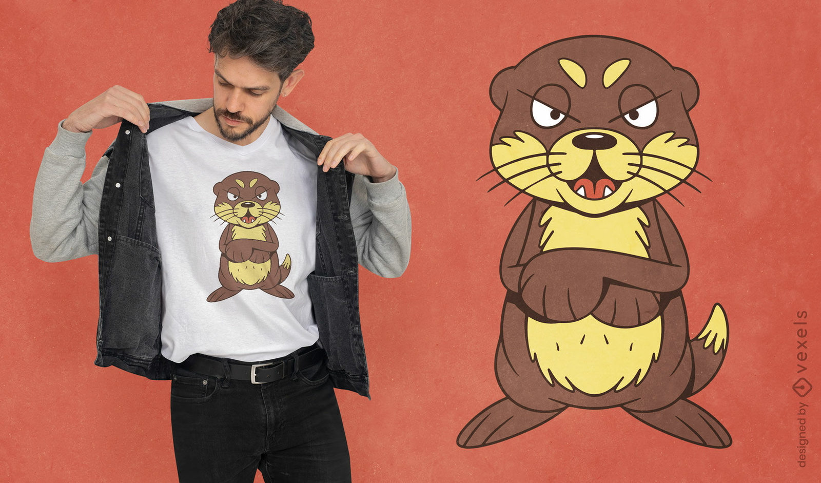 Diseño de camiseta de nutria mala.