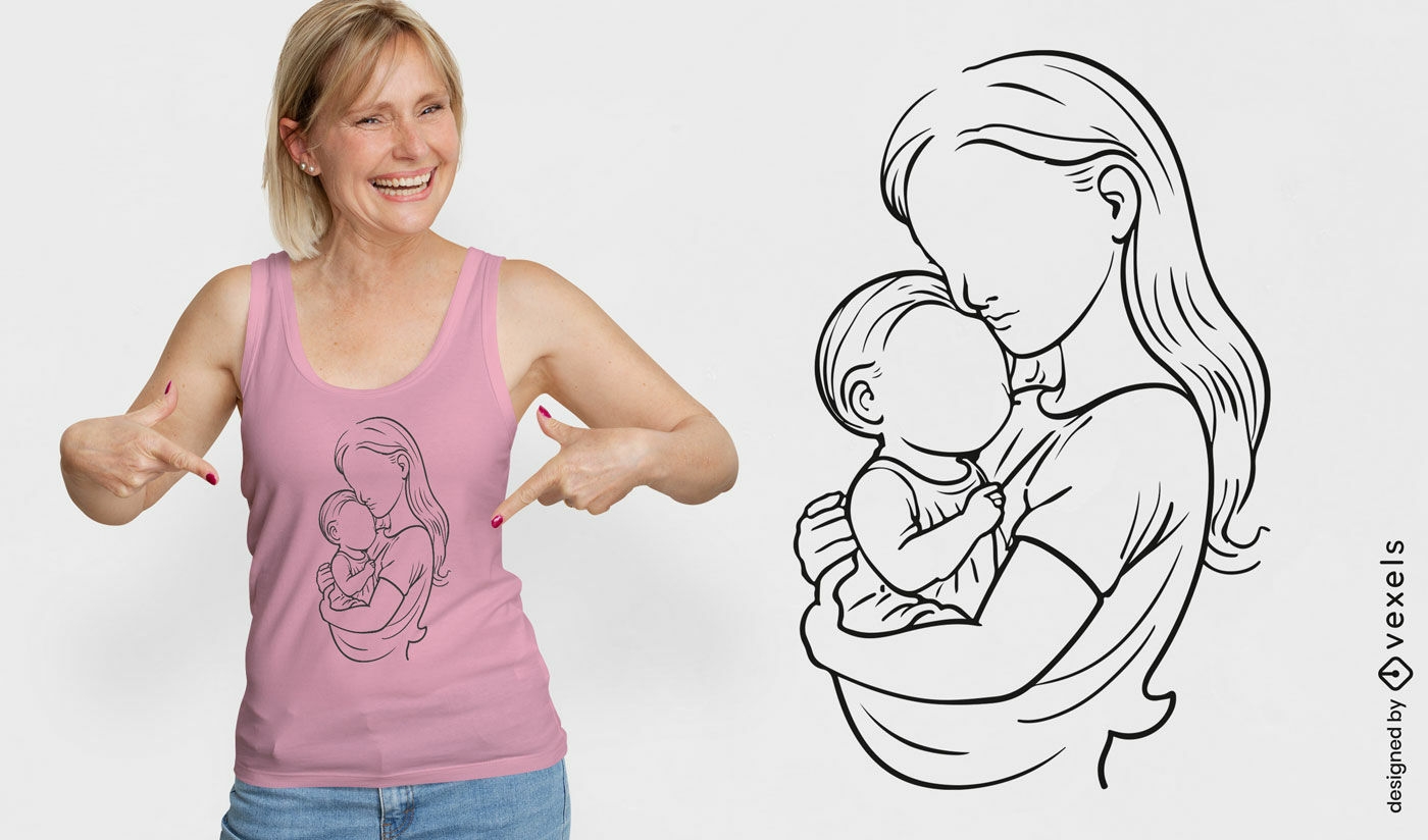 Diseño de camiseta con boceto de maternidad.
