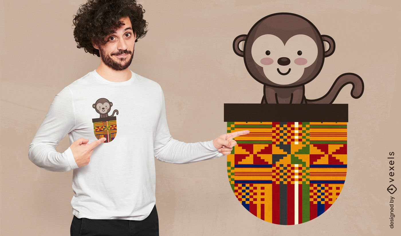 Design de camiseta com macaco de bolso
