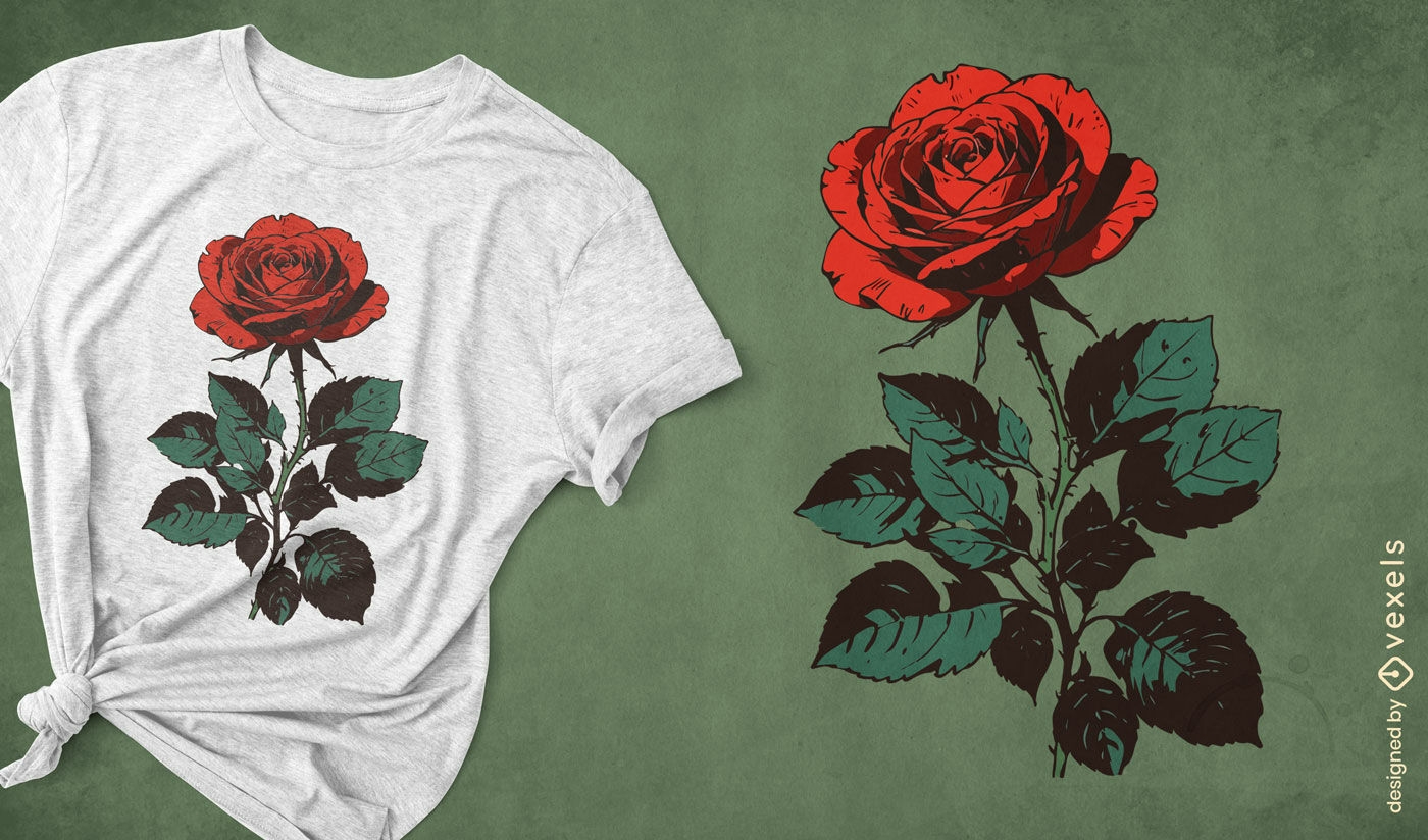 Delicate red rose t-shirt design