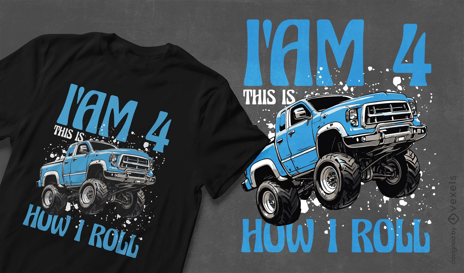 Monster truck roll t-shirt design