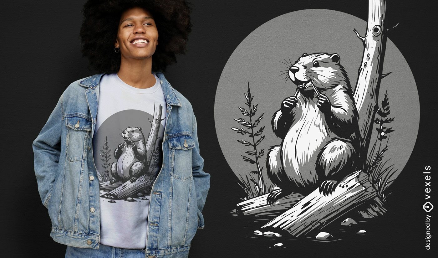 Contemplative beaver t-shirt design