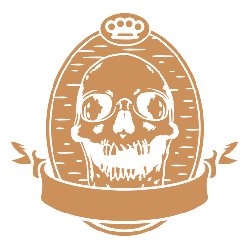 Design exclusivo de caveira com faixa decorativa Desenho PNG