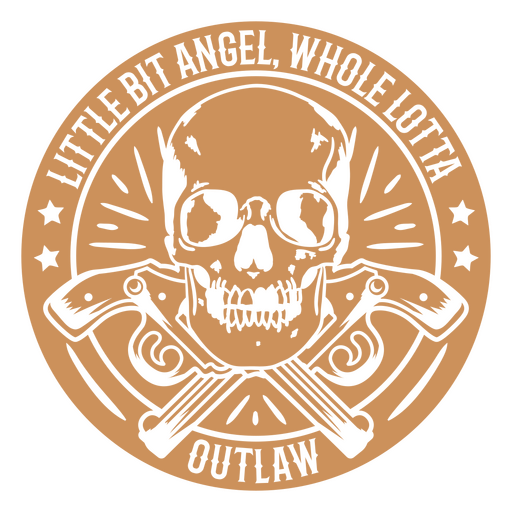 Diseño atrevido de calavera y armas con cita rebelde. Diseño PNG