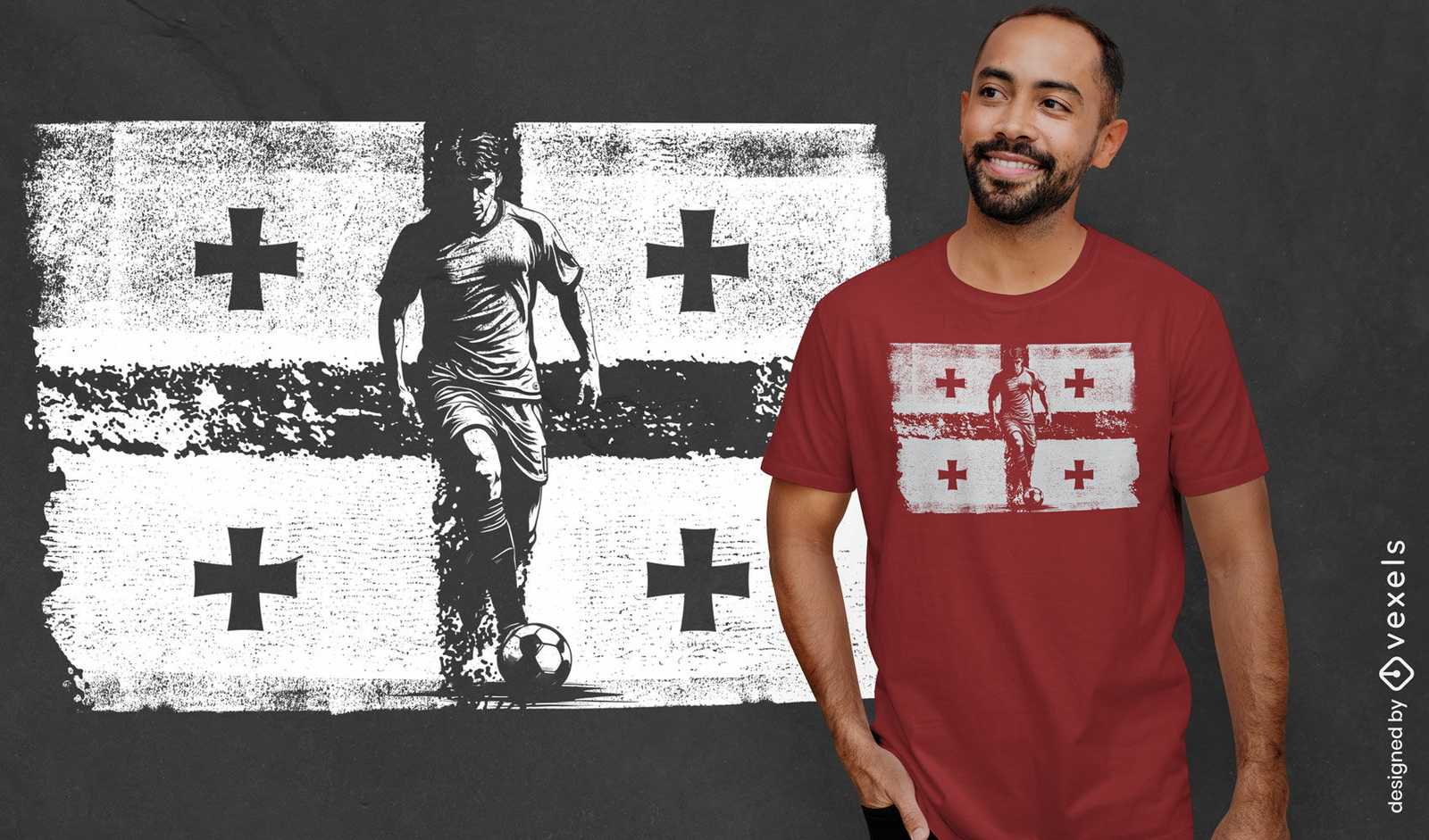 Design de camiseta com bandeira de futebol da Geórgia