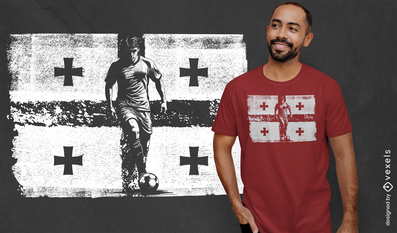 T-Shirt Design mit georgischer Fußballflagge