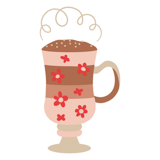 Floral design of a cup of coffee PNG Design