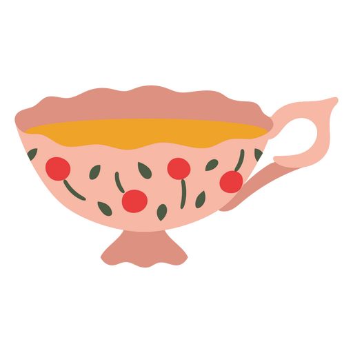 Diseño de taza de té rosa y floral. Diseño PNG