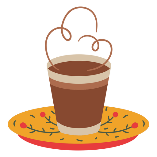 Charmante Kaffeetassenillustration mit dekorativem Teller PNG-Design