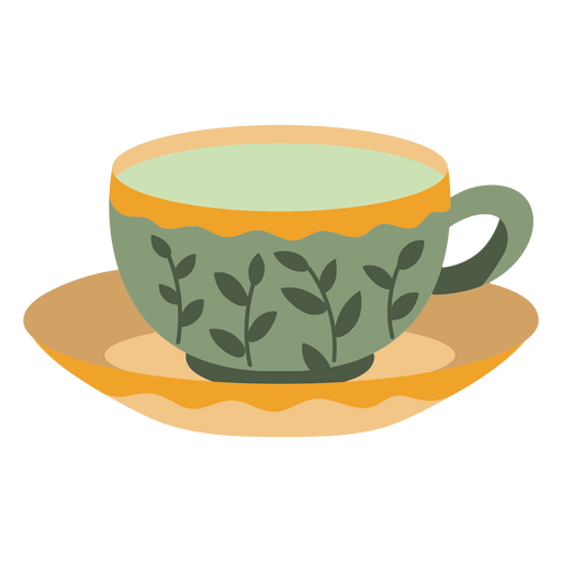 Design elegante de xícara de chá e pires floral Desenho PNG