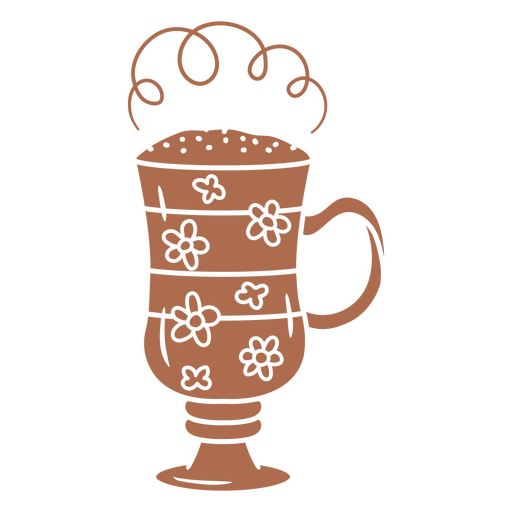 Design charmoso de caneca floral com redemoinhos de vapor Desenho PNG