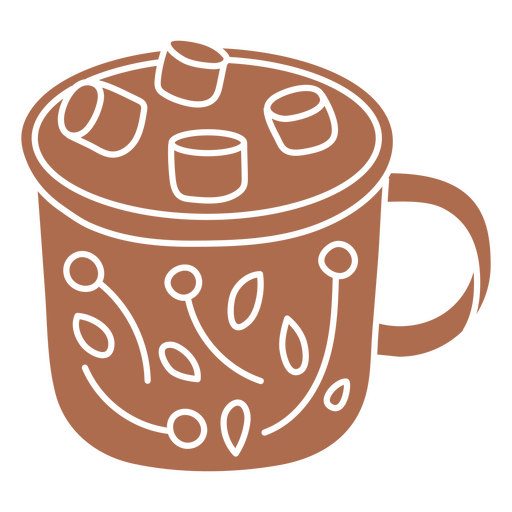 Kaffeebecher mit Bl?ttern PNG-Design